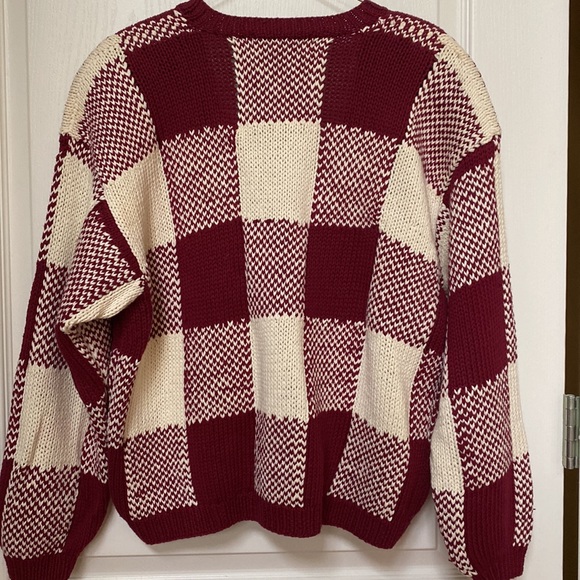 Drop shoulders oversized button down plaid cardigan - Picture 5 of 6